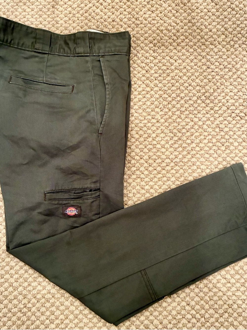 Dickies Men's Olive Green WP811 Skinny Straight Double Knee Work Pants 32X30